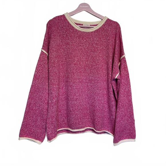 JODIFL Sweaters - JODIFL Heathered Hot Pink & Cream Sweater with Ragland Back Center Seam | Large